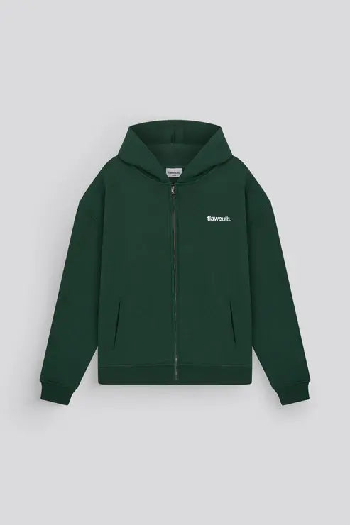 B-Ware Flawcult Kapuzenpullover Hoodie Reißverschluss Sweatshirt Grün L Kapuze - 43079105413304