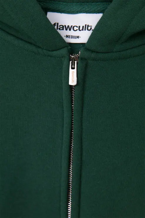 B-Ware Flawcult Kapuzenpullover Hoodie Reißverschluss Sweatshirt Grün L Kapuze - 43079105413304