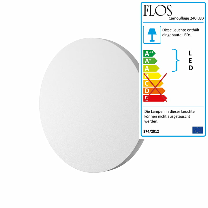 B-Ware Flos Camouflage 140 Led Wandleuchte Lampe Leuchte Wandlampe Weiß - 4250298797991