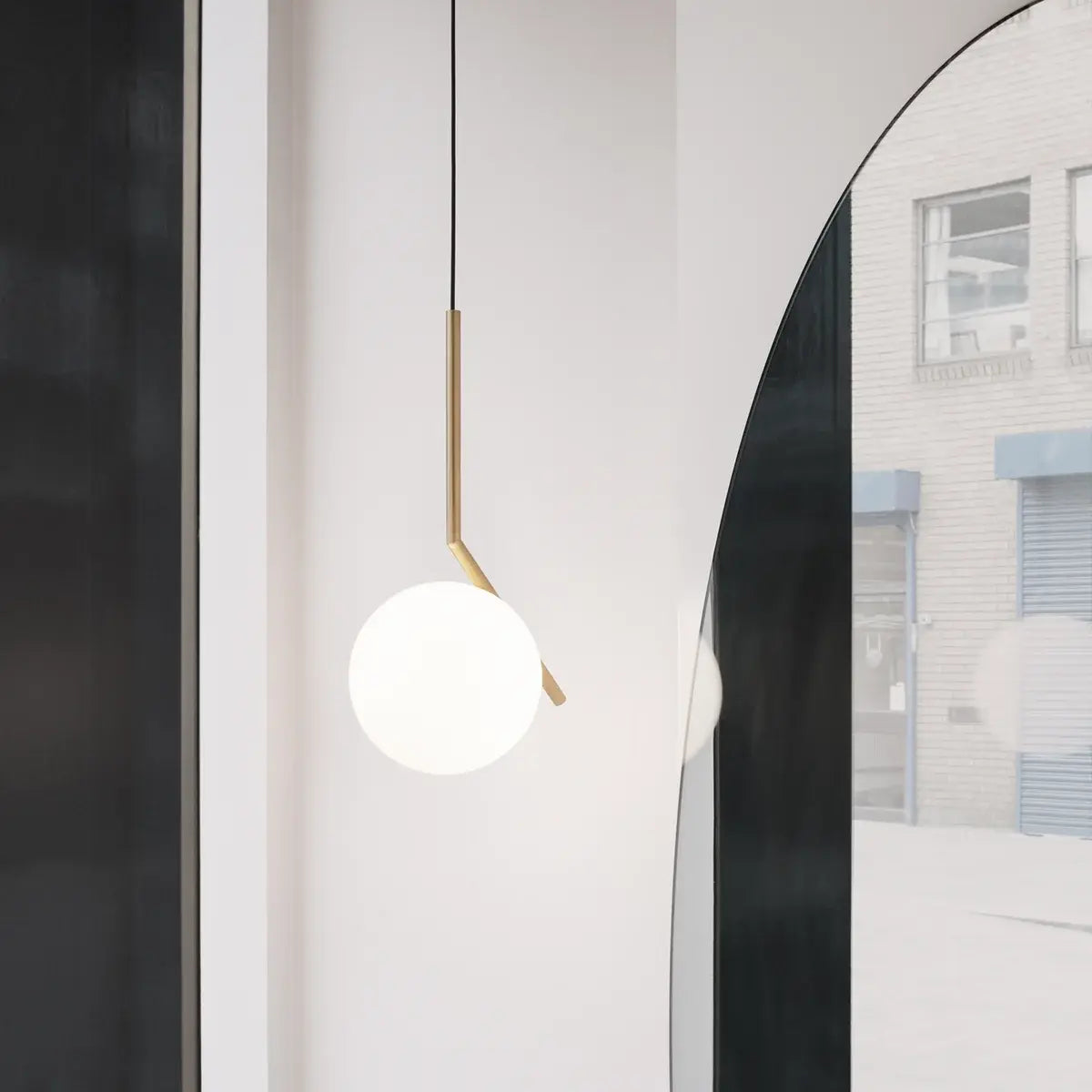 B-Ware Flos Pendelleuchte Hängelampe Ic S2 Bro Kugel Messing Opalglas Mundgeblasen - 4251384222014