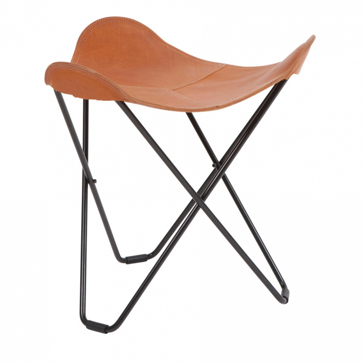 B-Ware Cuero Flying Goose Pampa Hocker Sitzhocker Butterfly Chair Leder Mittelbraun  - 7340172614340