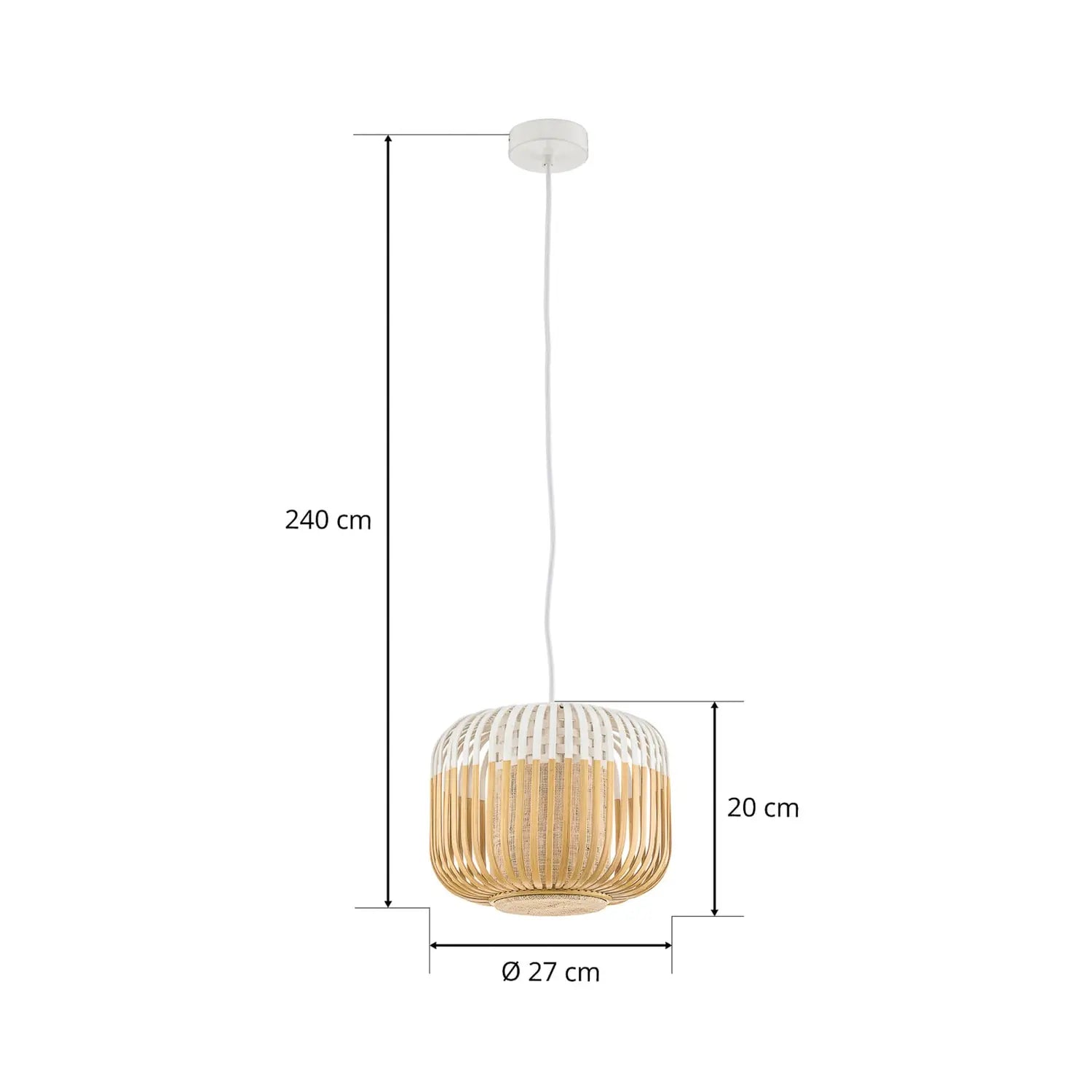 B-Ware Forestier Pendellampe Hängeleuchte Bamboo Xs Weiß Bambus E27 Led Leuchte ø 27 Cm - 3700663916522
