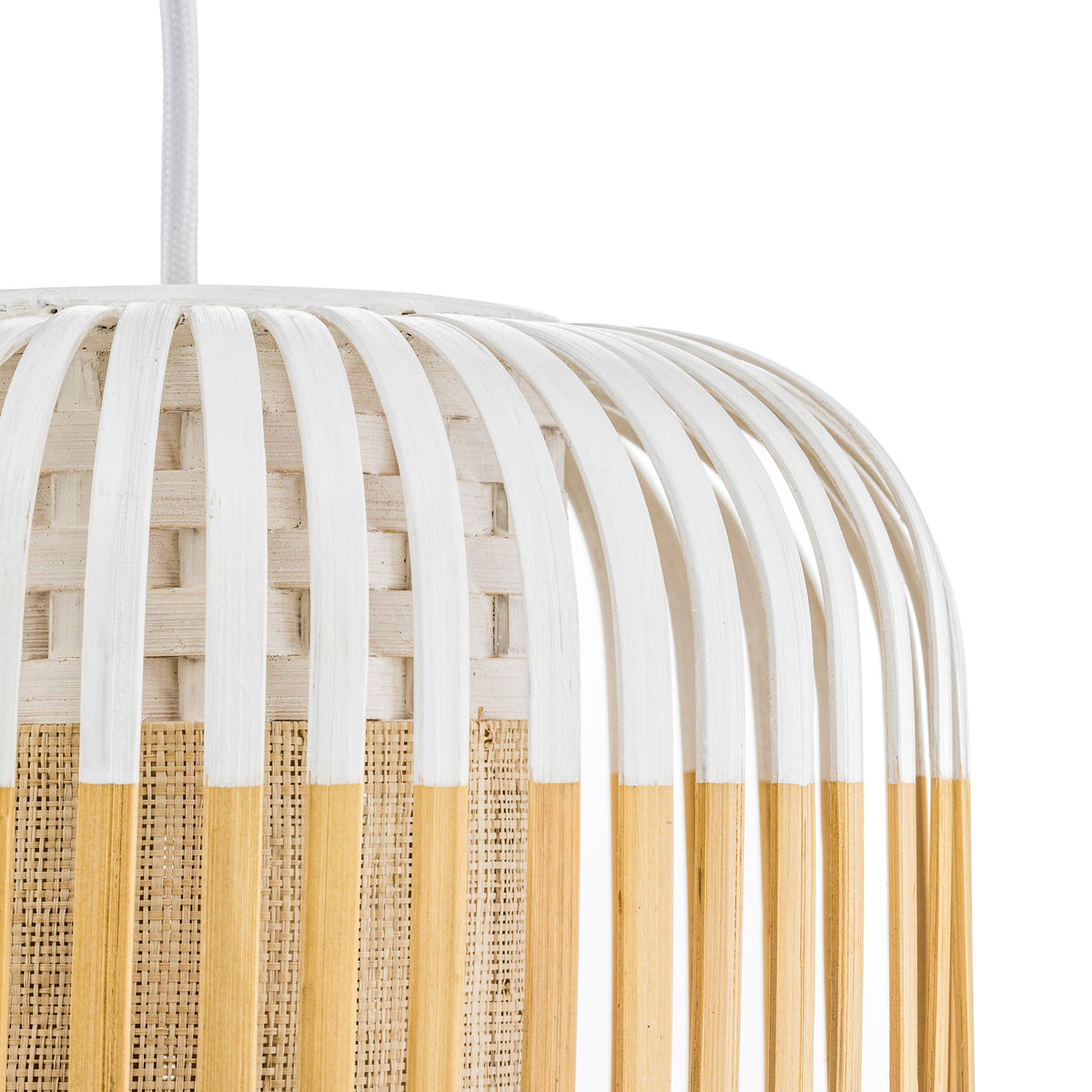 Forestier Pendellampe Hängeleuchte Bamboo XS weiß Bambus E27 LED Leuchte Ø 27 cm - 3700663916522