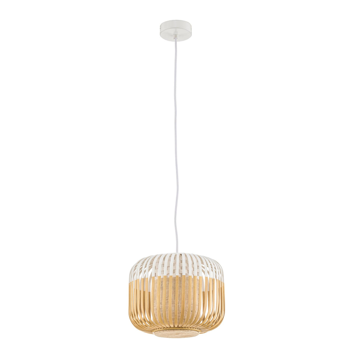 Forestier Pendellampe Hängeleuchte Bamboo XS weiß Bambus E27 LED Leuchte Ø 27 cm - 3700663916522