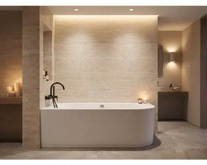 B-Ware Form&Style Badewannen Set Vorwandbadewanne Eckbadewanne Sansibar Weiß Glänzend