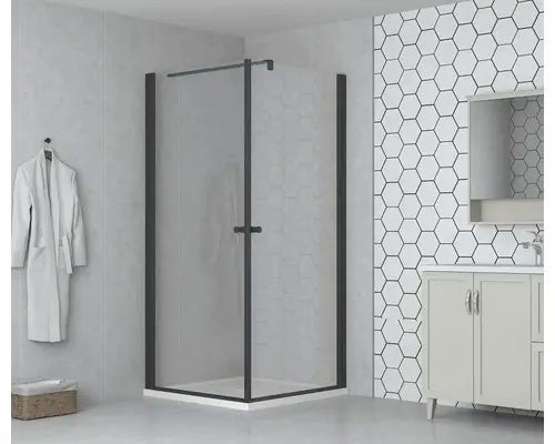 B-Ware Form&Style Duschabtrennung Duschtür Drehtür Modena Klarglas Schwarz 75 X 195 Cm - 4306517980535