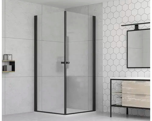 B-Ware Form&Style Duschabtrennung Duschtür Drehtür Modena Klarglas Schwarz 75 X 195 Cm - 4306517980535