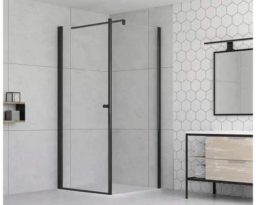 B-Ware Form&Style Duschwand Duschabtrennung Walk In Seitenwand Modena Klarglas Schwarz - 4306517967994