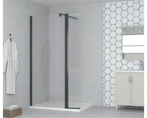 B-Ware Form&Style Duschwand Duschabtrennung Walk In Seitenwand Modena Klarglas Schwarz - 4306517967994