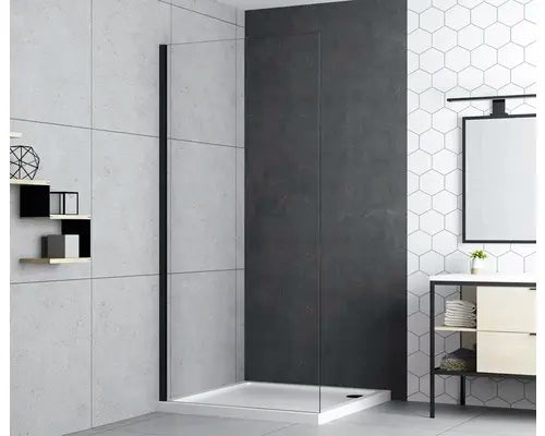 B-Ware Form&Style Duschwand Duschabtrennung Walk In Seitenwand Modena Klarglas Schwarz - 4306517967994