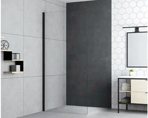 B-Ware Form&Style Duschwand Duschabtrennung Walk In Seitenwand Modena Klarglas Schwarz
