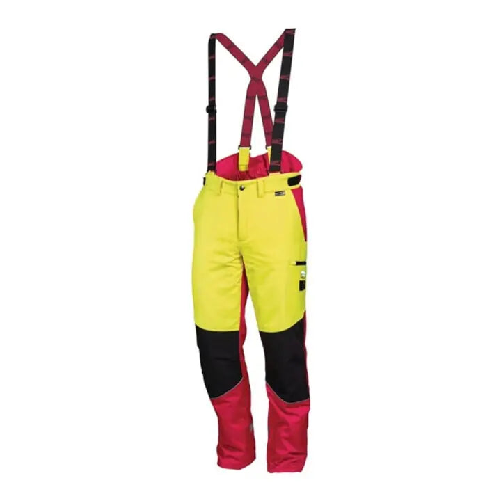 B-Ware Leipold Döhle Forstschutzhose Arbeitshose Hose Komfort Gr 56 Neongelb Rot - 4007581411757