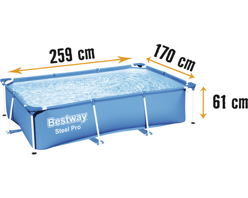 B-Ware Bestway Steel Pro Aufstellpool Ohne Pumpe Pool Swimmingpool 259x170x61 Cm Blau - 4306517616205