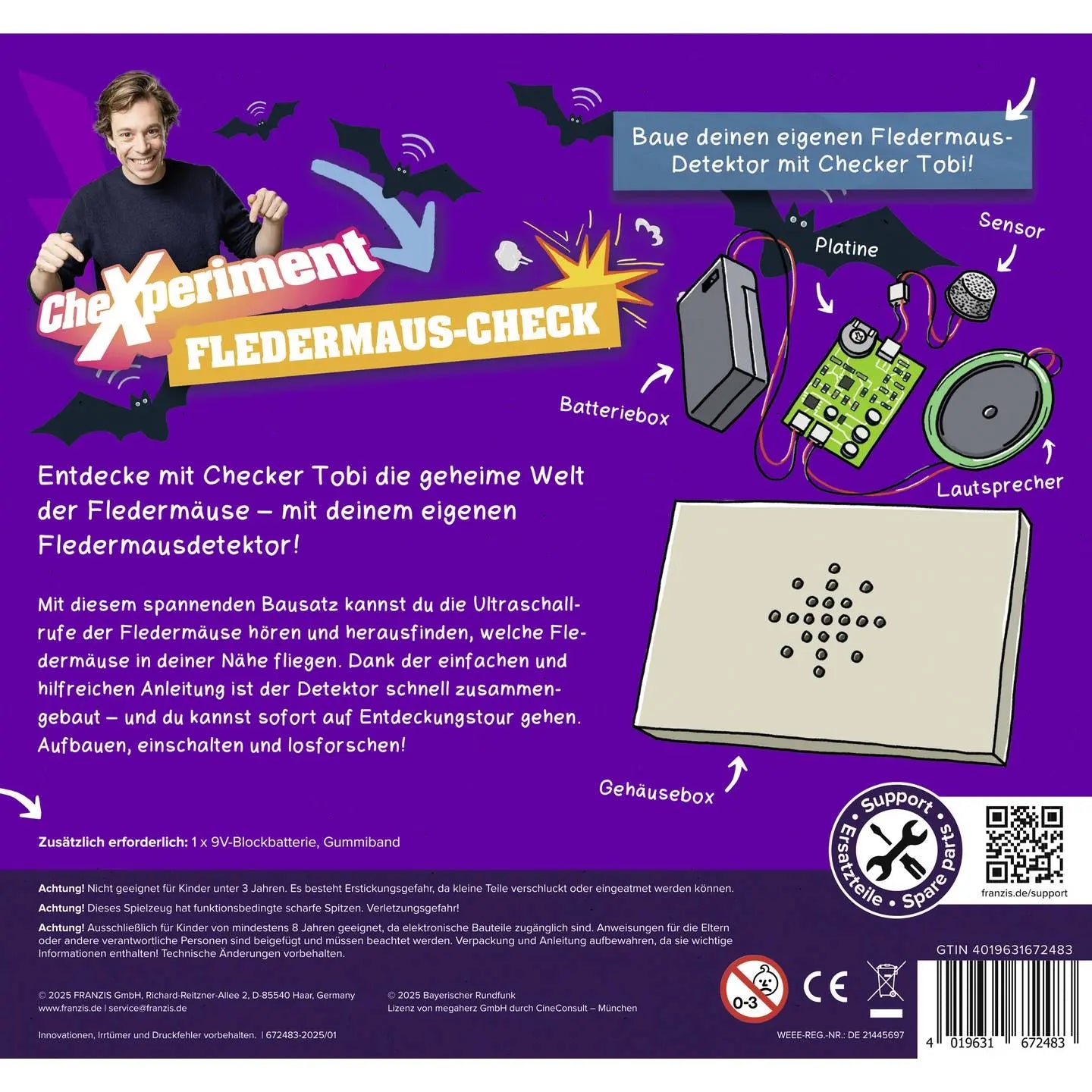 B-Ware Franzis Experimentierkasten Bausatz Set Fledermausdetektor Fledermaus Checker - 4019631672483
