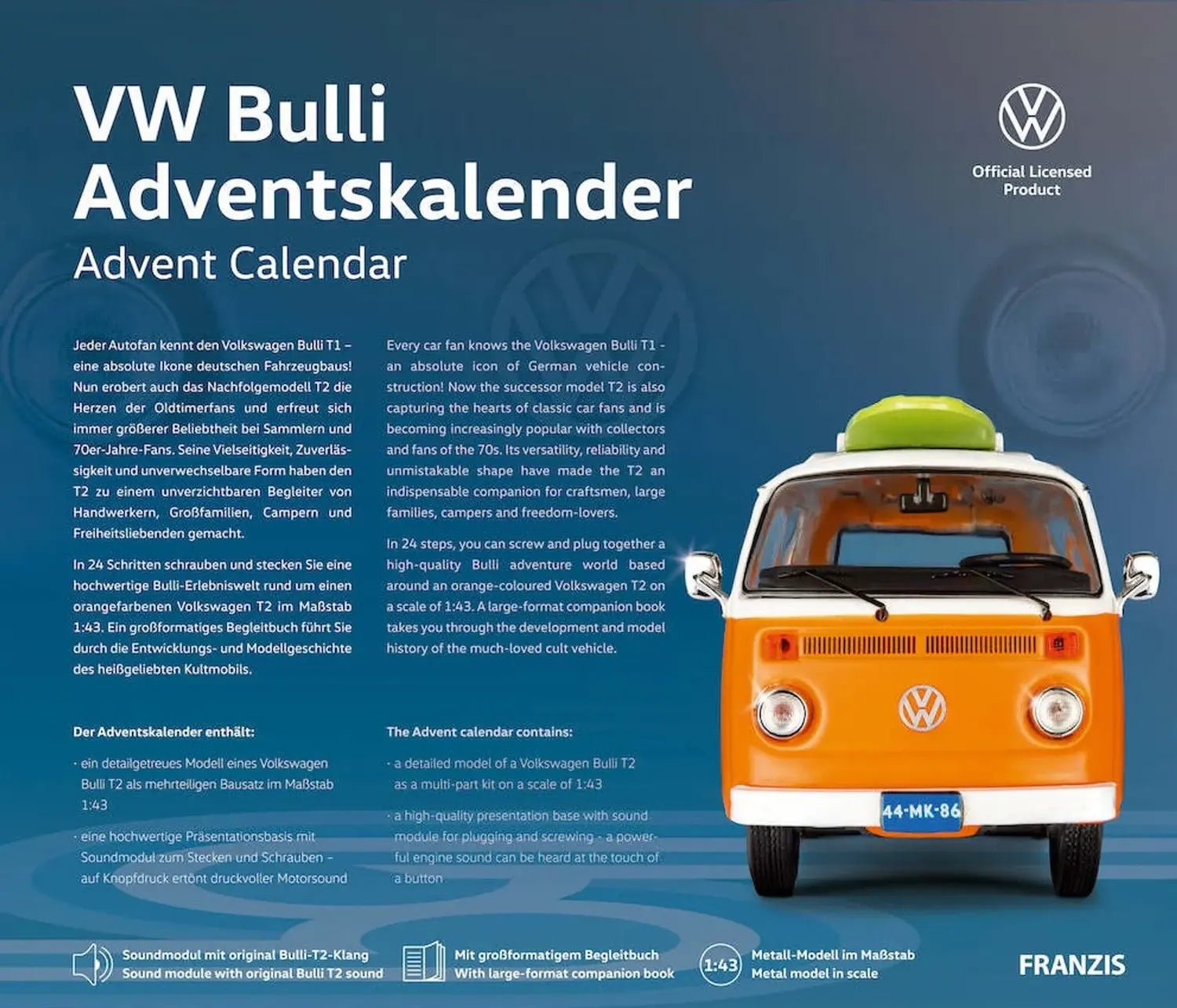 B-Ware Franzis Adventskalender Kalender Vw Bulli Modellauto 1zu43 Orange Unisex Kinder - 4019631672230