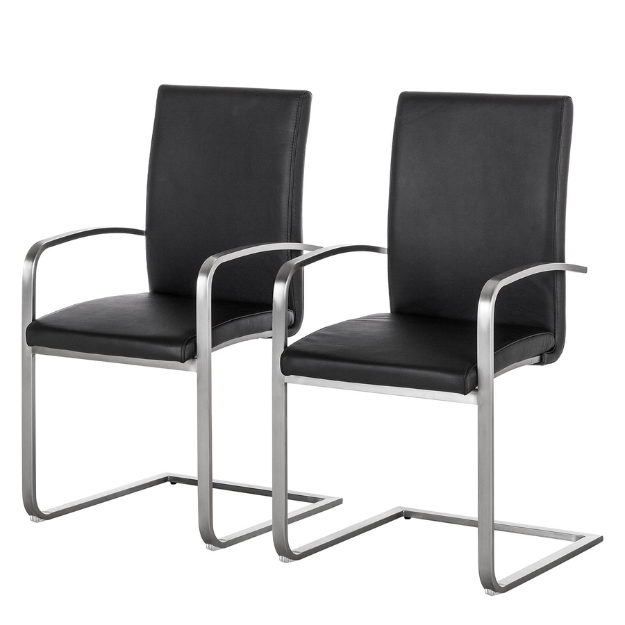 Fredriks Freischwinger Augusta I 2er Set Echtleder Aude: Schwarz Esszimmerstuhl  B-Ware - 4027207020514