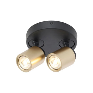 B-Ware Freelight Deckenstrahler Spot Razza Schwarz Gold Metall 2 Flammig Lampenfassung
