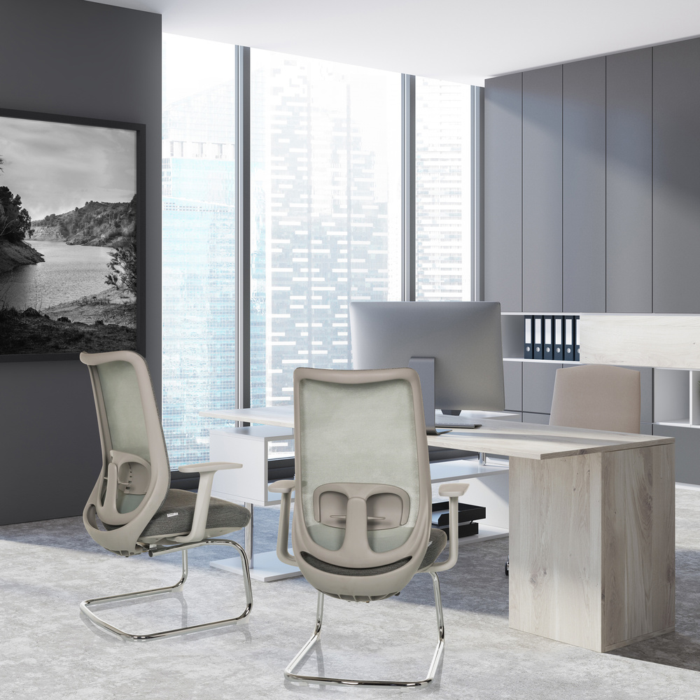 B-Ware Hjh Office Freischwinger Besucherstuhl Grau Netzstoff Lordosenstütze Meetings - 4064323037262