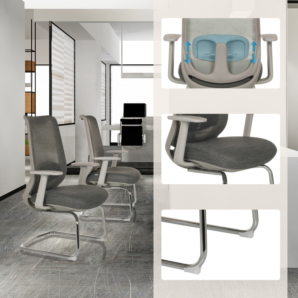 B-Ware Hjh Office Freischwinger Besucherstuhl Grau Netzstoff Lordosenstütze Meetings - 4064323037262