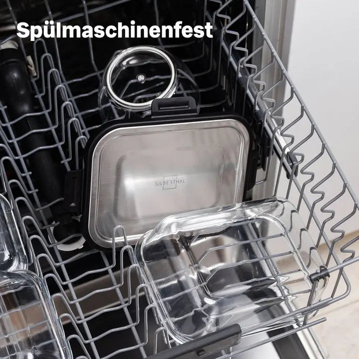 B-Ware Silberthal Frischhaltedosen Vorratsdosen Glas Edelstahl 3er Set Klickverschluss