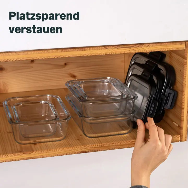 B-Ware Silberthal Frischhaltedosen Vorratsdosen Glas Edelstahl 3er Set Klickverschluss