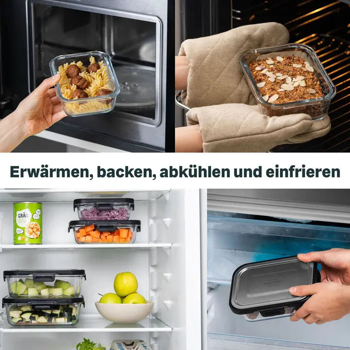 B-Ware Silberthal Frischhaltedosen Vorratsdosen Glas Edelstahl 3er Set Klickverschluss