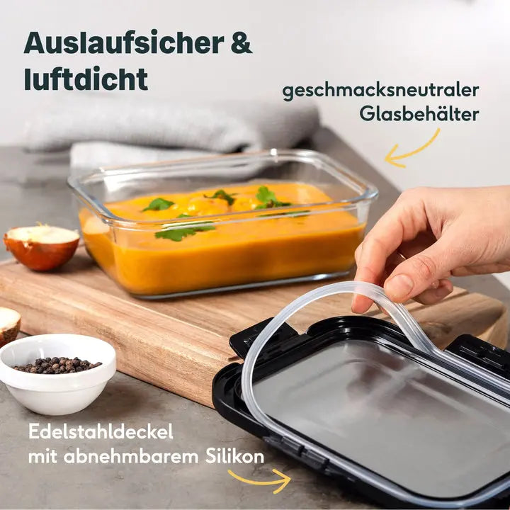 B-Ware Silberthal Frischhaltedosen Vorratsdosen Glas Edelstahl Klickverschluss 3er Set - 4260470464115