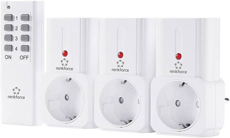 B-Ware Renkforce Funksteckdosen Set 4teilig Innenbereich Funkschalter Funk 2000 W Weiß   - 4016138910049