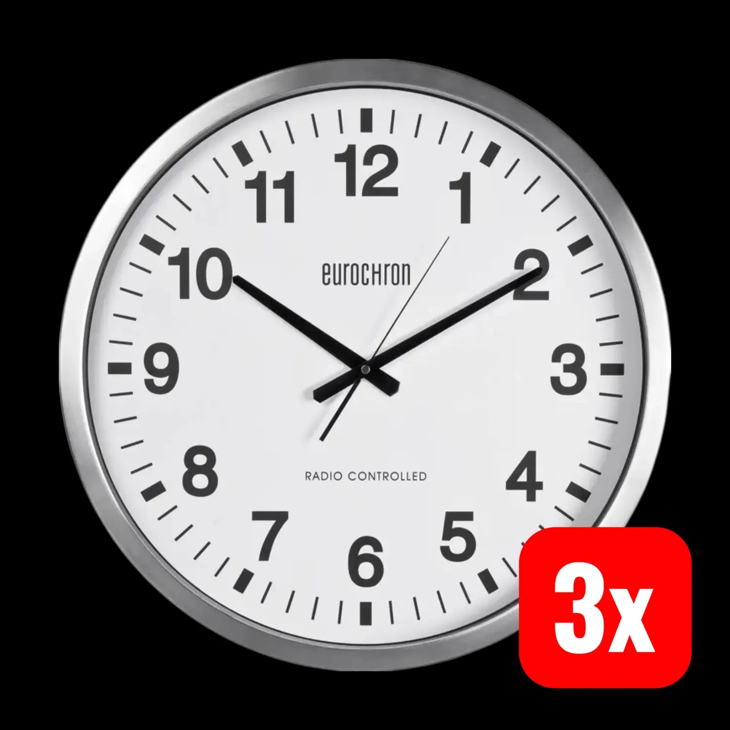 B-Ware Eurochron Efwu 9000 Dcf Funk Wanduhr Funkuhr Uhr Analog 507x63 Mm Silber 3 Stück - 4016138839265