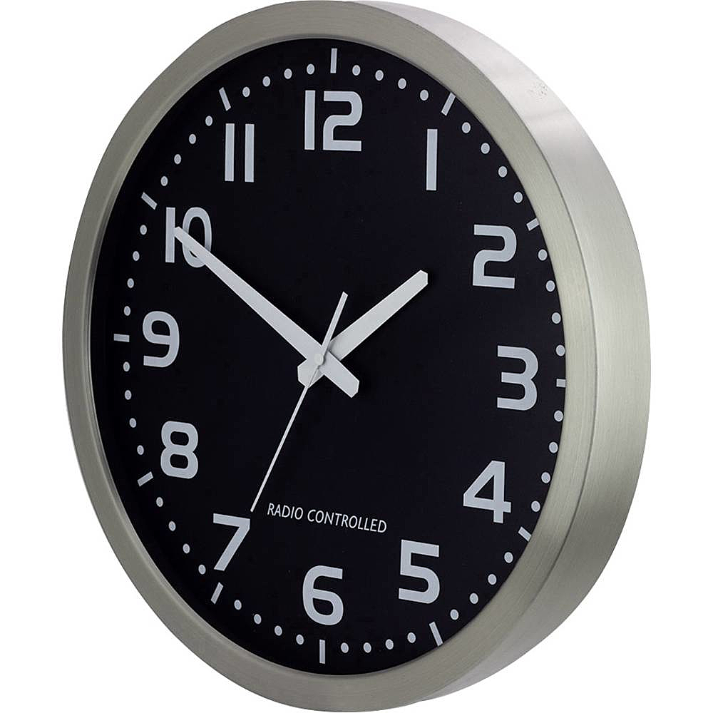B-Ware M601508 Funk Wanduhr 40 Cm Aluminium Wand Uhr Deko Dekouhr Wohnzimmeruhr Büro  - 4019186561256