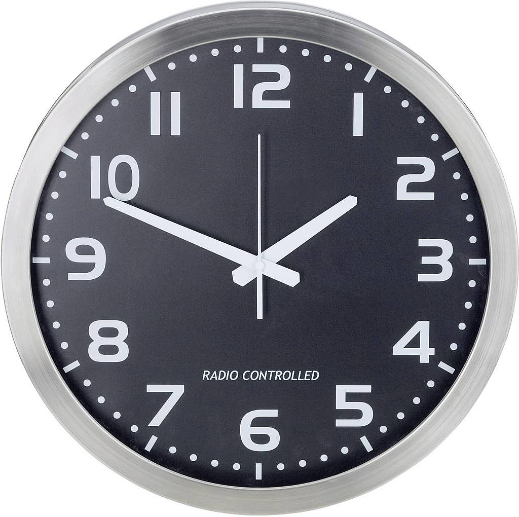B-Ware M601508 Funk Wanduhr 40 Cm Aluminium Wand Uhr Deko Dekouhr Wohnzimmeruhr Büro  - 4019186561256