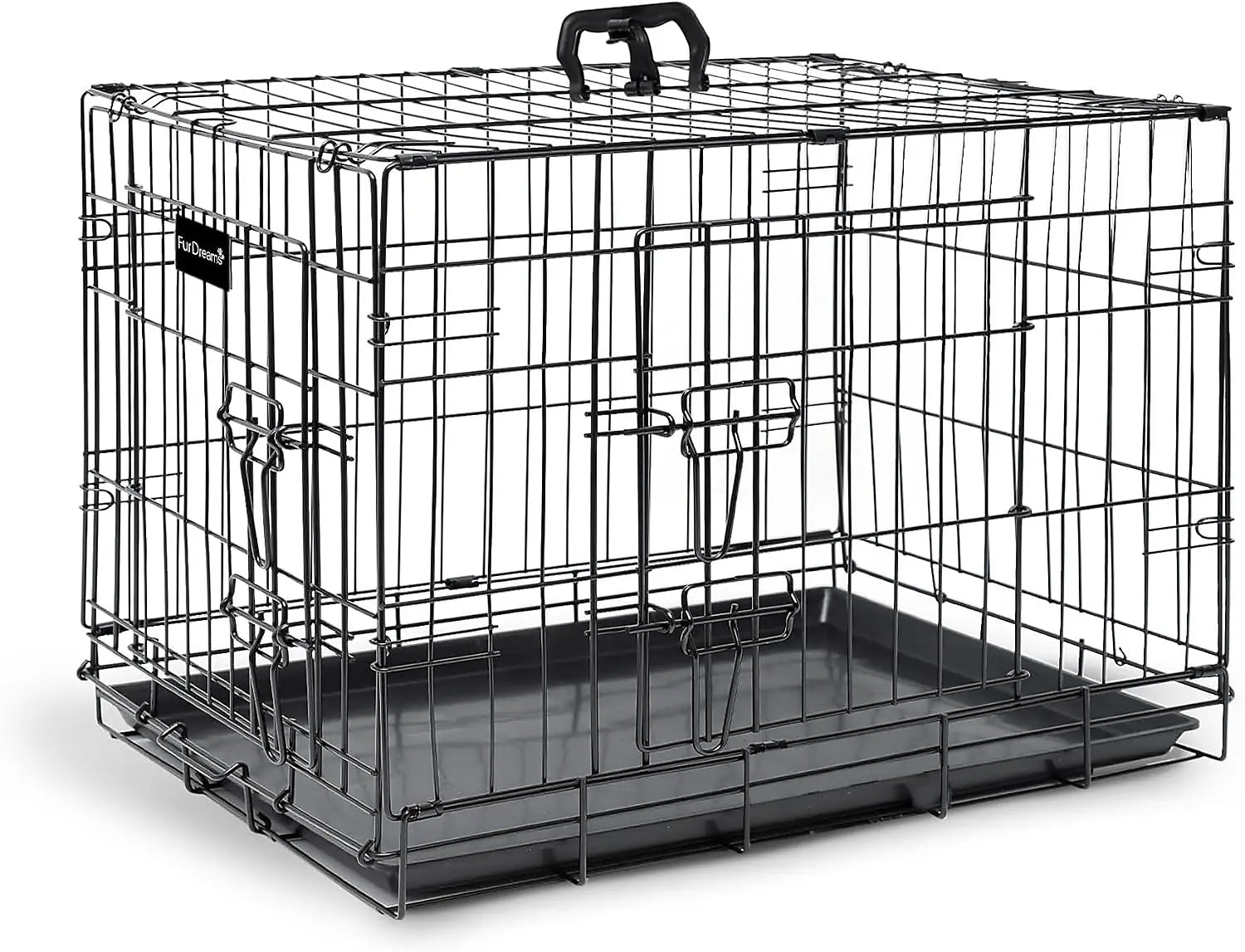 B-Ware Furdreams Hundekäfig Transportbox 36 Zoll Metallkäfig Schwarz 2 Türen Faltbar - 5060530405466