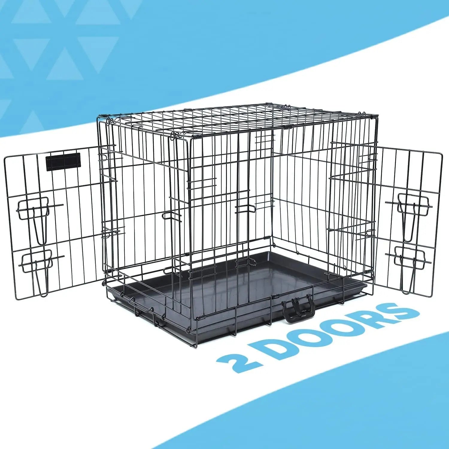 B-Ware Furdreams Hundekäfig Hundebox Transportkäfig Schwarz Bodenschale 2 Türen 48 Zoll - 5056475413703