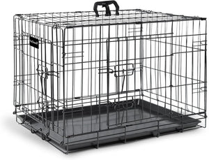 B-Ware Furdreams Hundekäfig Hundebox Transportkäfig Schwarz Bodenschale 2 Türen 48 Zoll
