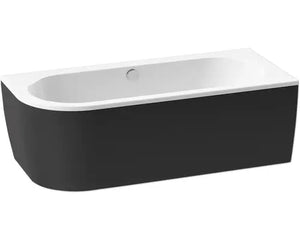 B-Ware Form&Style Badewannen Set Wanne Eckbadewanne Sansibar Acryl Weiß Schwarz 80x882