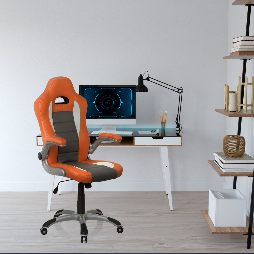 Hjh Office Gaming Stuhl Chefsessel Bürostuhl Orange Weiß Kunstleder B-Ware - 4260182550601