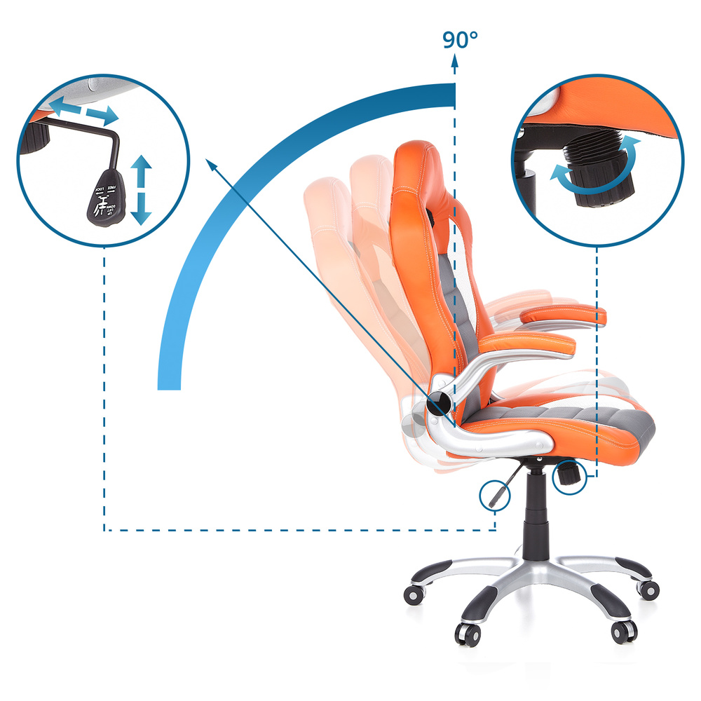 Hjh Office Gaming Stuhl Chefsessel Bürostuhl Orange Weiß Kunstleder B-Ware - 4260182550601