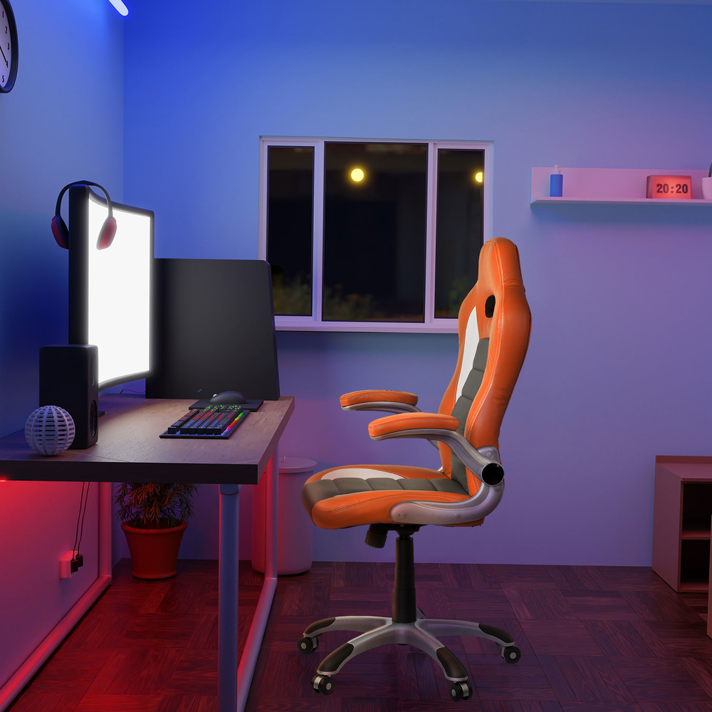Hjh Office Gaming Stuhl Chefsessel Bürostuhl Orange Weiß Kunstleder B-Ware - 4260182550601