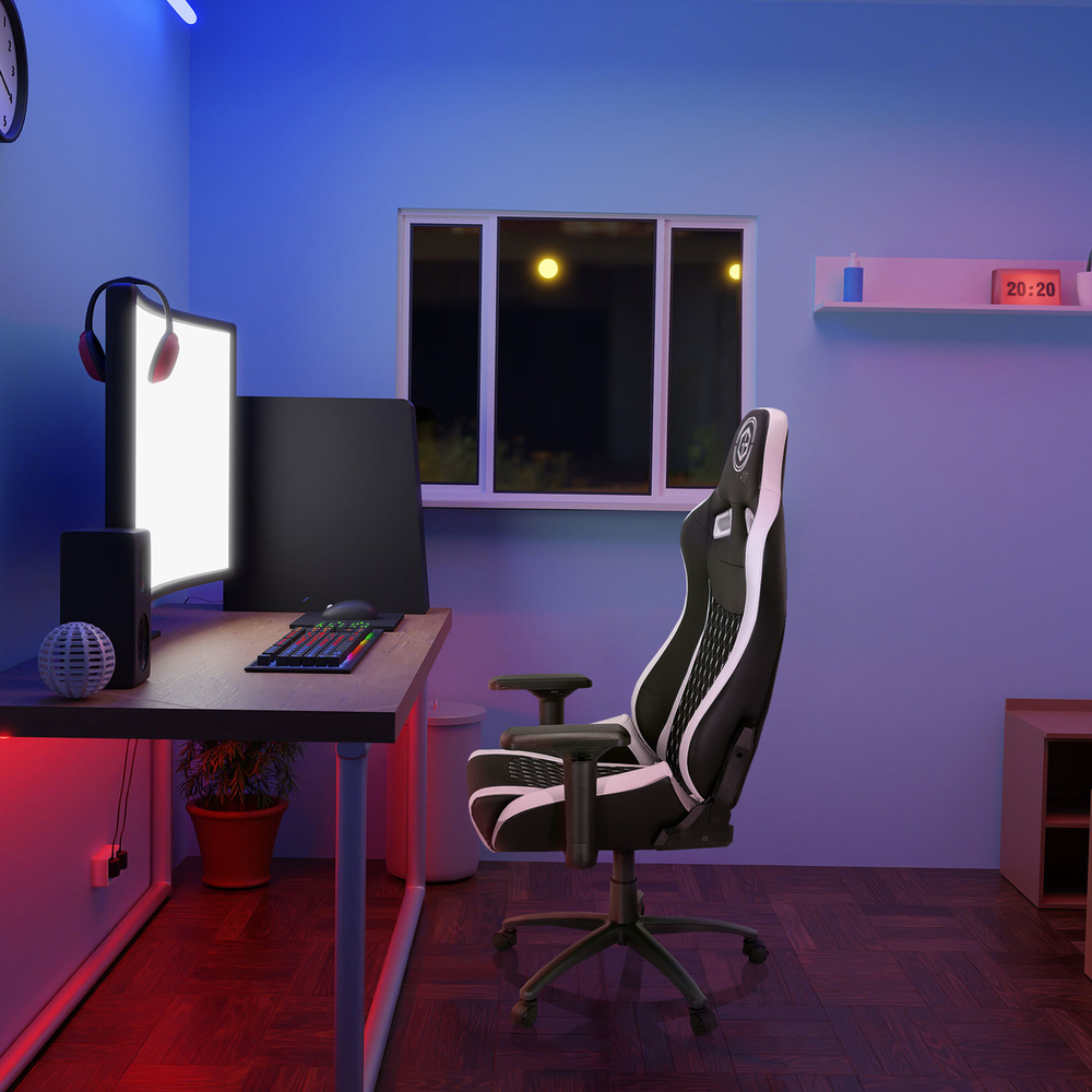 Hjh Office Gaming Bürostuhl Gamebreaker Sx 04 Stoff Kunstleder Schwarz Weiß B-Ware - 4064323014843