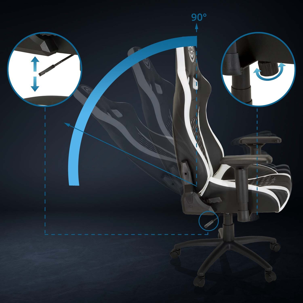 Hjh Office Gaming Bürostuhl Gamebreaker Sx 04 Stoff Kunstleder Schwarz Weiß B-Ware - 4064323014843