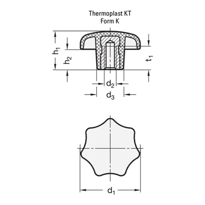 B-Ware Ganter Sterngriff Handrad Drehgriff Gewindebuchse M12 Kunststoff Schwarz 10 Stk - 4045525335325
