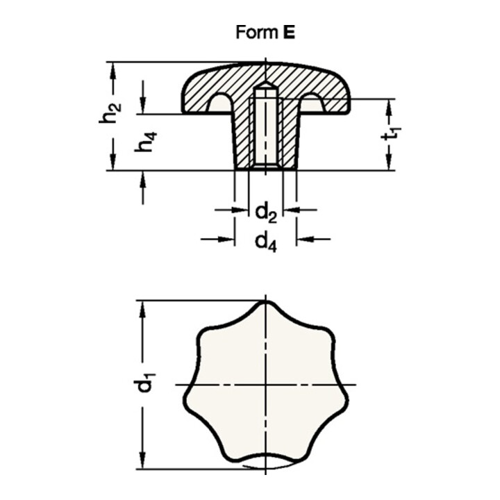 B-Ware Ganter Sterngriff Handrad Drehgriff Gewindebuchse M12 Kunststoff Schwarz 10 Stk - 4045525335325