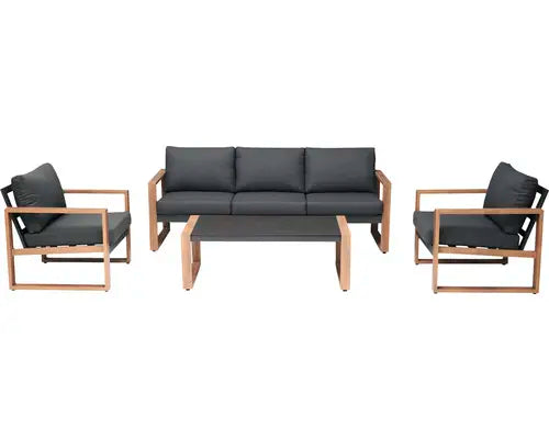 B-Ware Garden Place Gartenmöbelset Sitzgruppe Set Alu Anthrazit Holz Aluminium 4tlg - 4306517614058