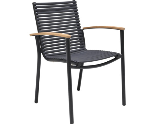 B-Ware Garden Place Gartenstuhl Stuhl Lili Stuhl Mit Armlehne Außenstuhl Sitz Schwarz - 4306516021147