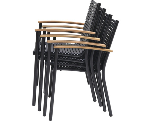 B-Ware Garden Place Gartenstuhl Stuhl Lili Stuhl Mit Armlehne Außenstuhl Sitz Schwarz - 4306516021147