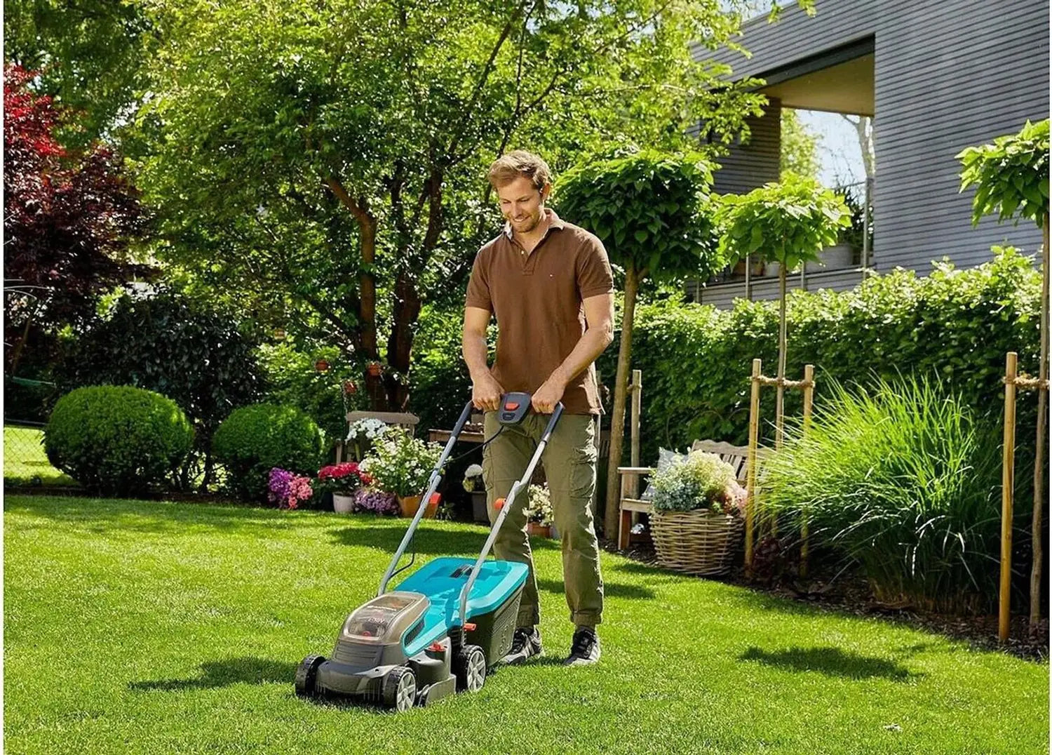 B-Ware Gardena Rasenmäher Mäher Akku Power For All Ohne Akku Ohne Ladegerät Grau - 4078500054188