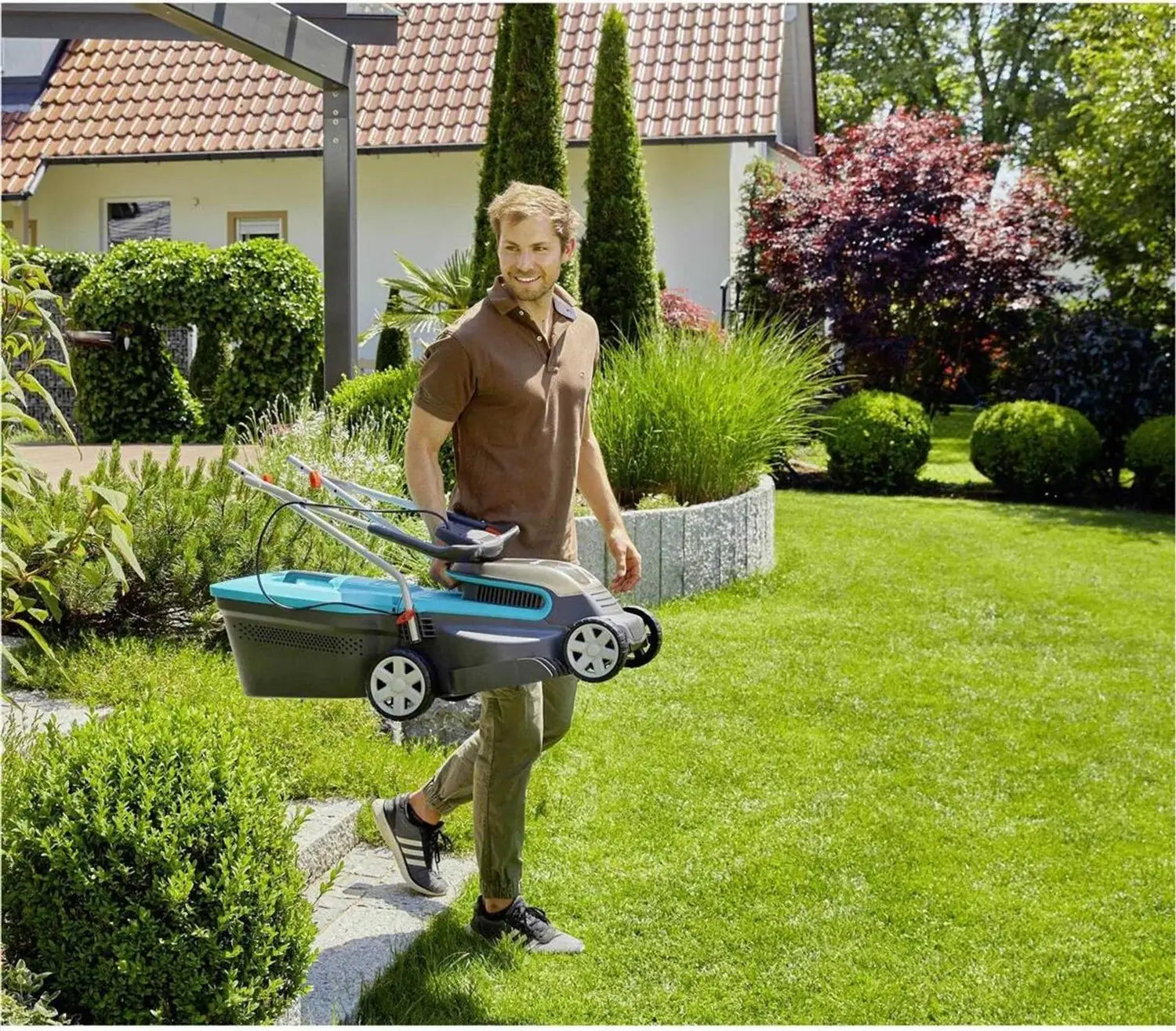 B-Ware Gardena Rasenmäher Mäher Akku Power For All Ohne Akku Ohne Ladegerät Grau - 4078500054188