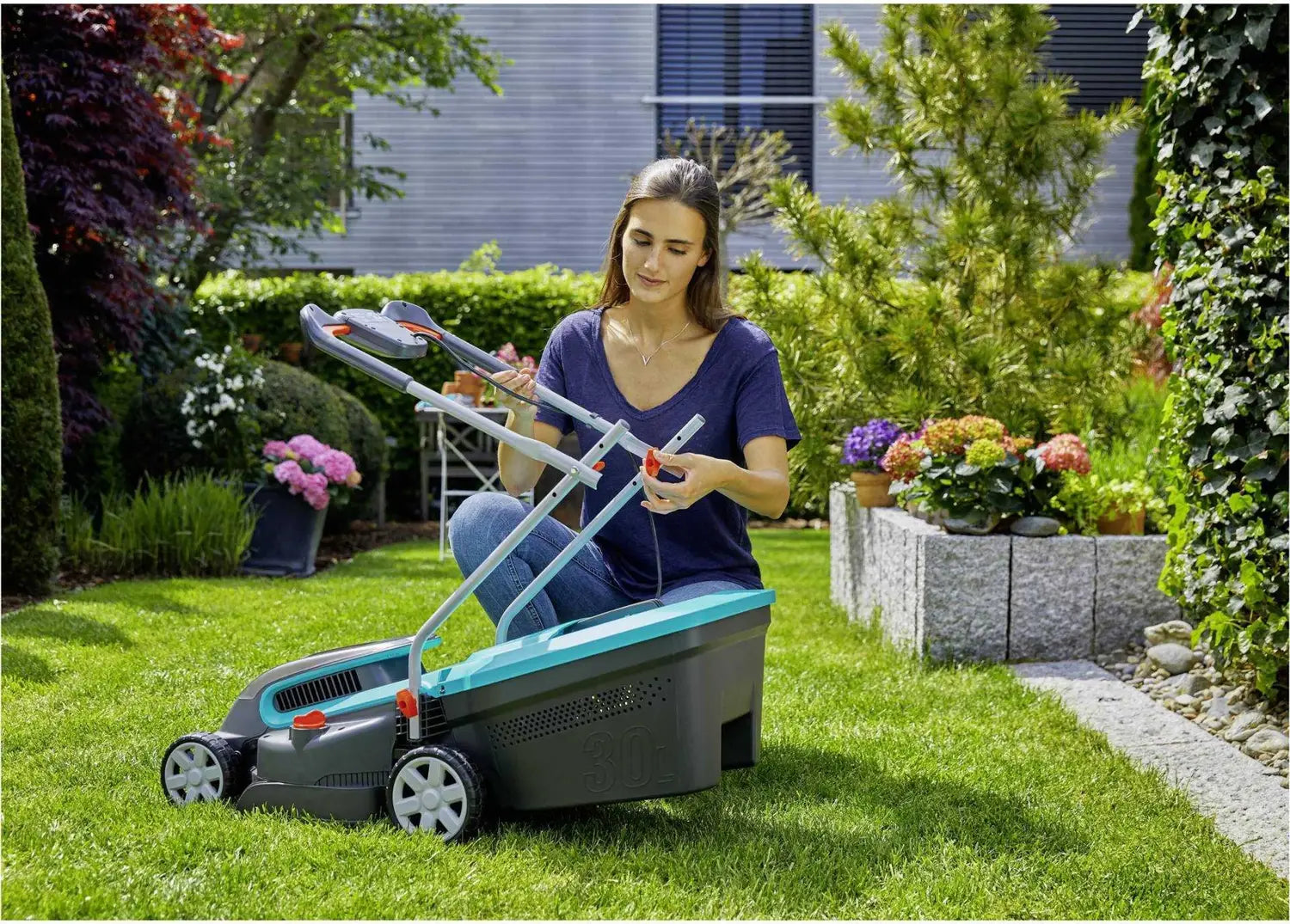 B-Ware Gardena Rasenmäher Mäher Akku Power For All Ohne Akku Ohne Ladegerät Grau - 4078500054188