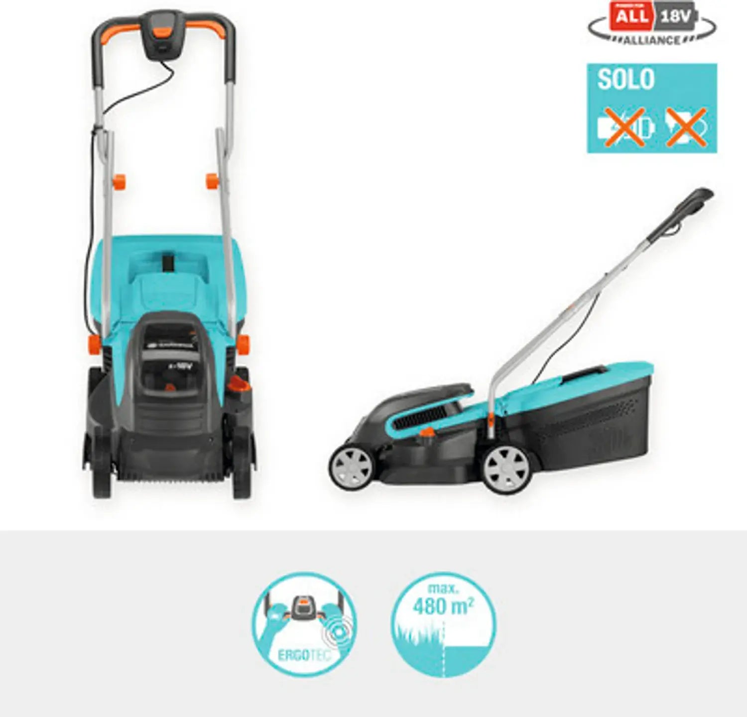 B-Ware Gardena Rasenmäher Mäher Akku Power For All Ohne Akku Ohne Ladegerät Grau - 4078500054188