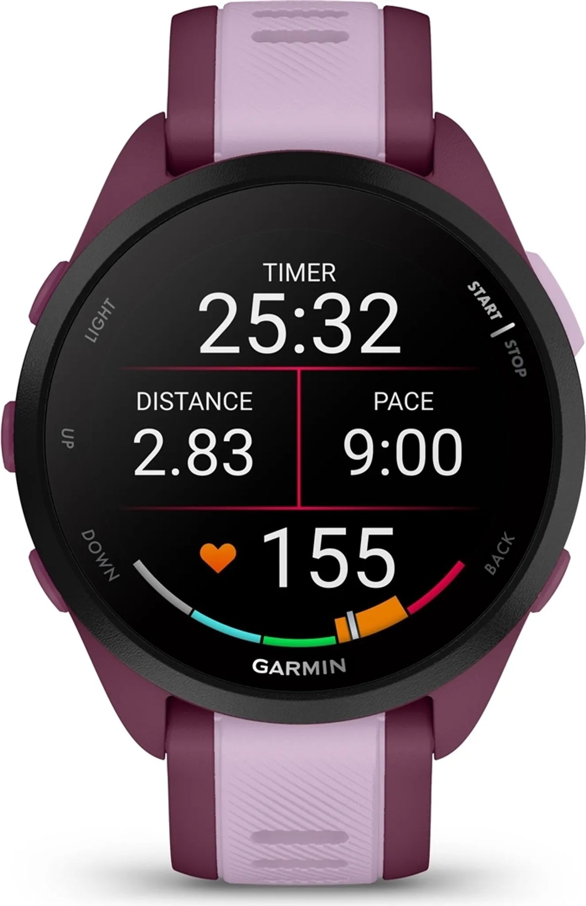 Garmin Smartwatch Uhr Laufuhr FORERUNNER 165 Music AMOLED GPS Musik Lila Onesize - 0753759326647